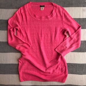 J.Crew Linen Garment Dyer Tippi Sweater Neon Pink